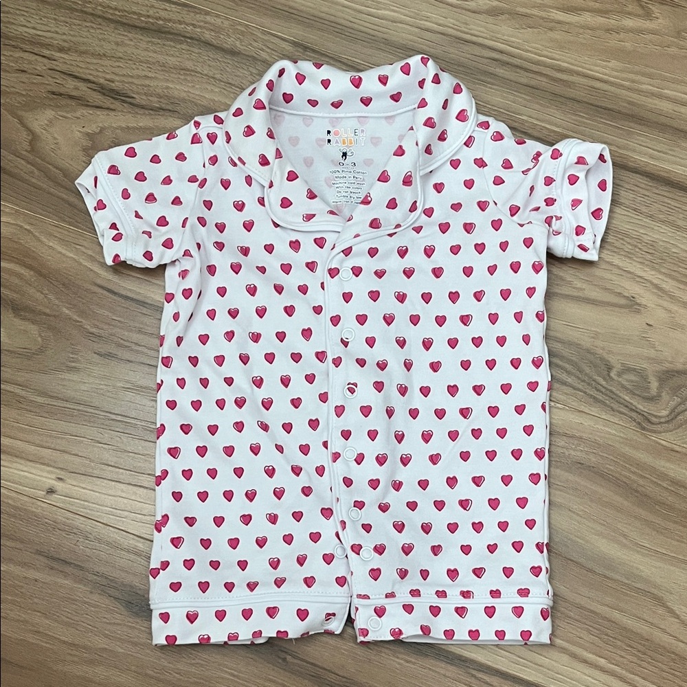 Roller Rabbit Infant Hearts Polo Onesie 0-3M